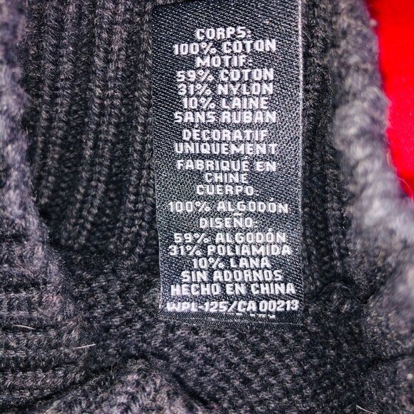 Chaps Sweater Mens L Black Gray Nordic High Neck Henley Pullover - Picture 9 of 9